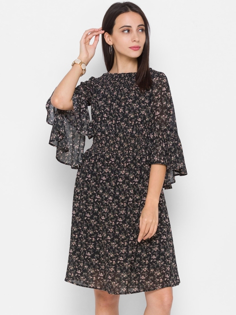 

ZOLA Black Floral Chiffon Dress