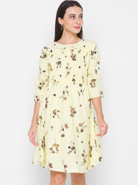 

ZOLA Yellow & Brown Floral Dress