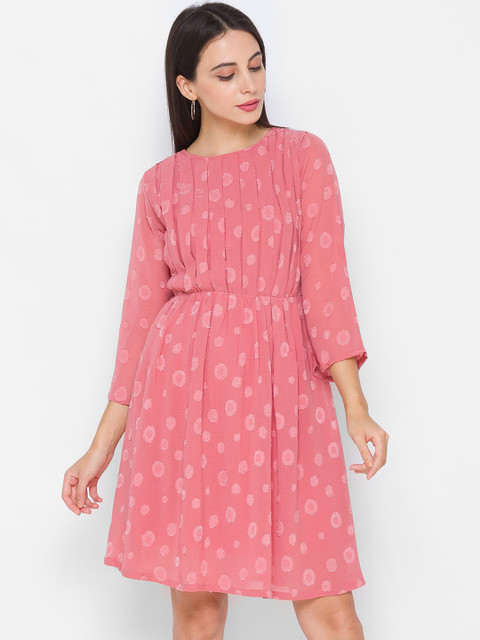 

ZOLA Peach-Coloured Fit & Flare Dress