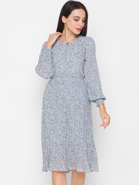 

ZOLA Women Blue Floral Chiffon Dress, Green