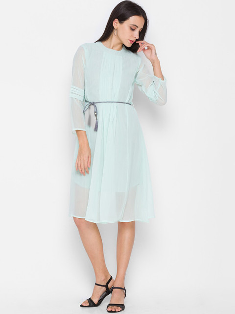

ZOLA Turquoise Blue Chiffon A-Line Dress