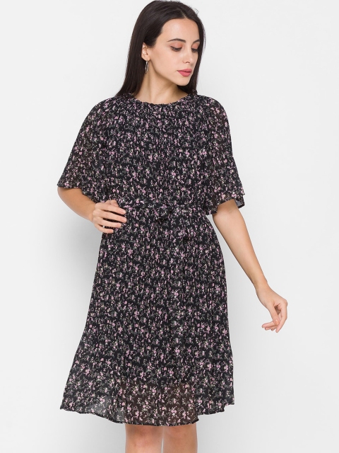 

ZOLA Black Floral Chiffon Dress