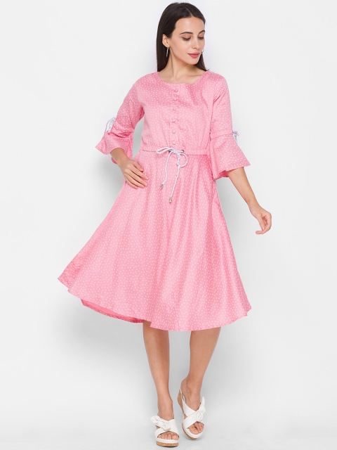 

ZOLA Pink Floral Midi Dress