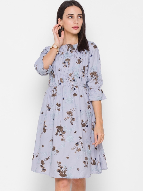 

ZOLA Woman Grey Floral Neck Dress