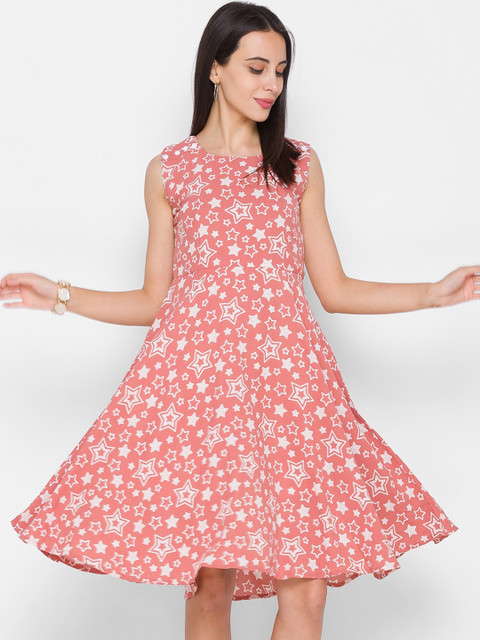 

ZOLA Peach-Coloured A-Line Dress