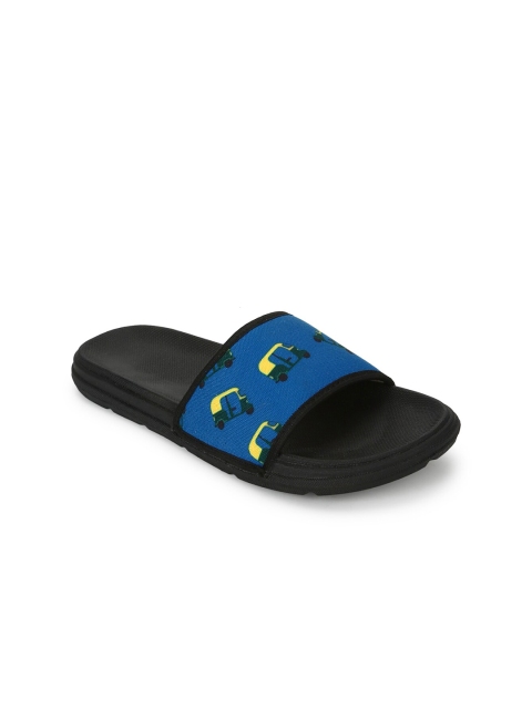 

FF FUNKFEETS Unisex Blue & Yellow Printed Sliders