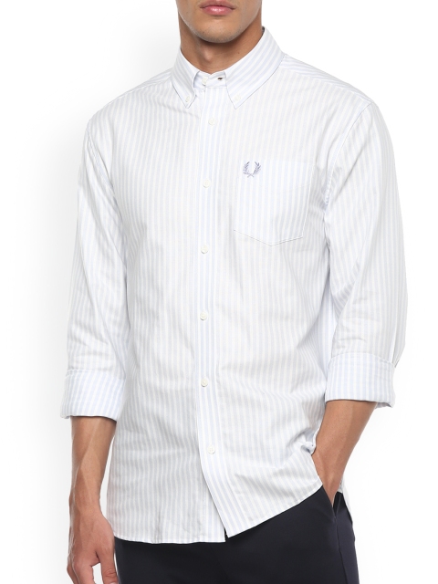 

Fred Perry Men Grey Regular Fit Vertical Striped Casual Shirt