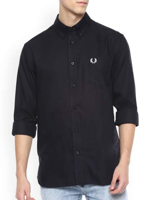 

Fred Perry Men Navy Blue Regular Fit Solid Casual Shirt