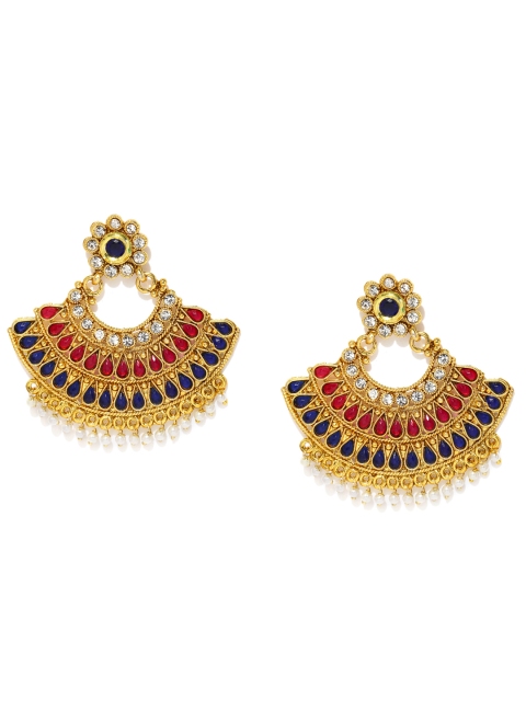 

Fida Gold-Toned Stone-Studded Chandbali Earrings