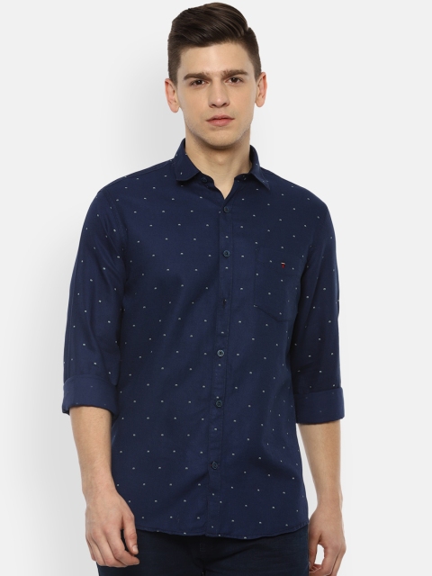 

Louis Philippe Sport Men Navy Blue Slim Fit Opaque Printed Pure Cotton Casual Shirt