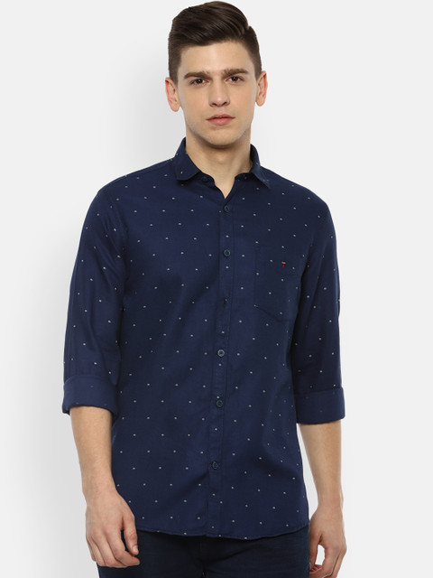 

Louis Philippe Sport Men Navy Blue Slim Fit Opaque Printed Pure Cotton Casual Shirt