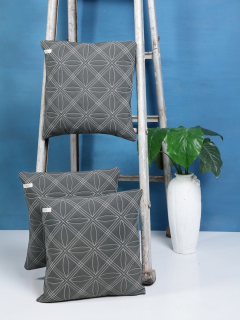 

I AM FOR YOU Grey Set of 3 Embroidered Square Cushion Covers