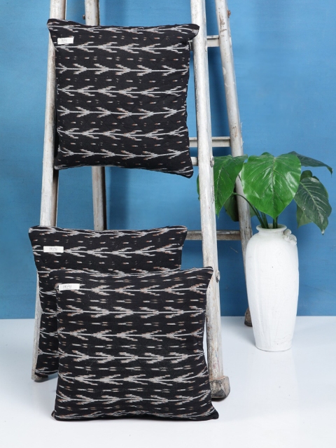 

I AM FOR YOU Black & Grey Set of 3 Ethnic Motifs Square Cushion Covers