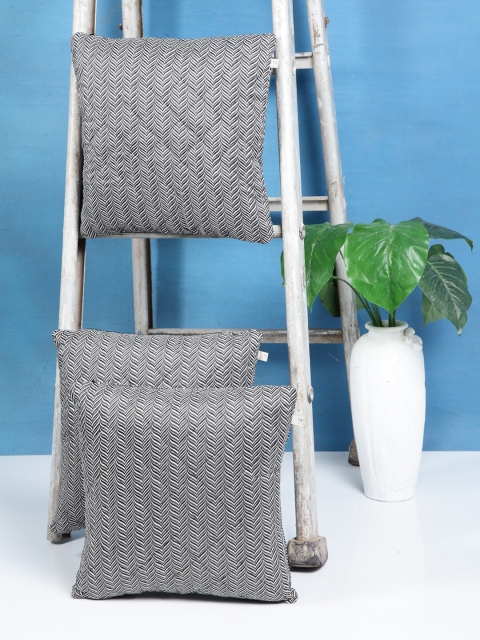 

I AM FOR YOU Grey Set of 3 Embroidered Square Cushion Covers