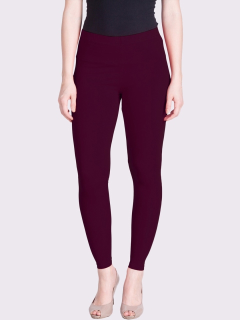 

LYRA Women Violet Solid Cotton Ankle-Length Leggings