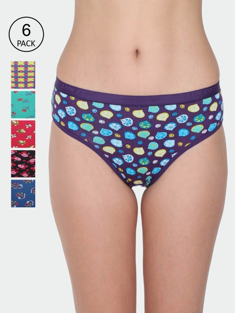 

Lux Cozi Women Pack Of 6 Assorted Printed Pure Cotton Briefs COZIHER_PTY_205_AST