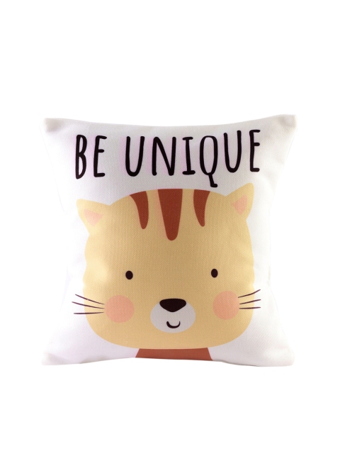 

Ferns N Petals White & Yellow Be Unique Cute Cat Printed Square Cushion