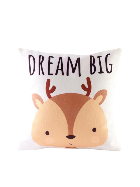 

Ferns N Petals White & Yellow Dream Big Deer Printed Square Cushion