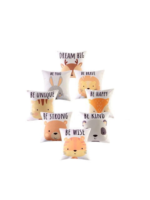 

Ferns N Petals Set Of 8 White & Beige Printed Cushions