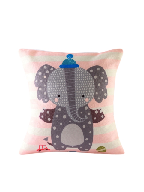 

Ferns N Petals Off-White & Pink Cute Baby Elephant Printed Floor Cushion