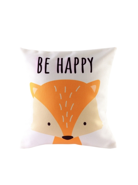 

Ferns N Petals White & Orange Be Happy Fox Printed Square Cushion