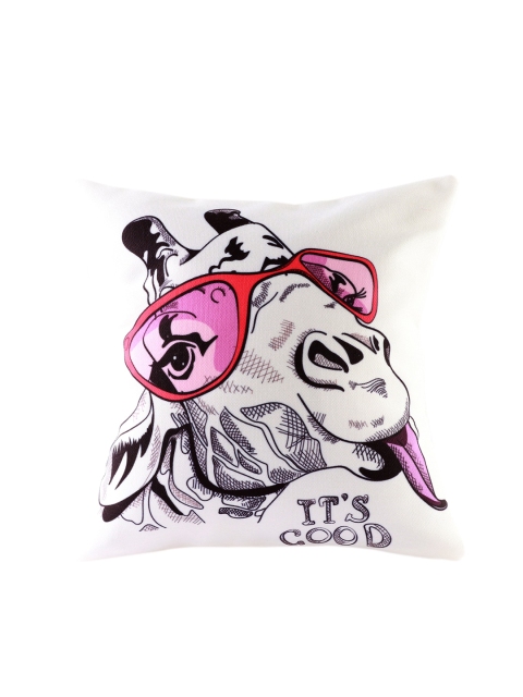 

Ferns N Petals White & Pink Its Good Goat Wearing Printed Cushion