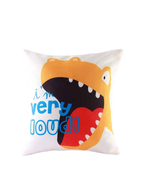

Ferns N Petals Roaring Dinosaur Printed Cushion, White