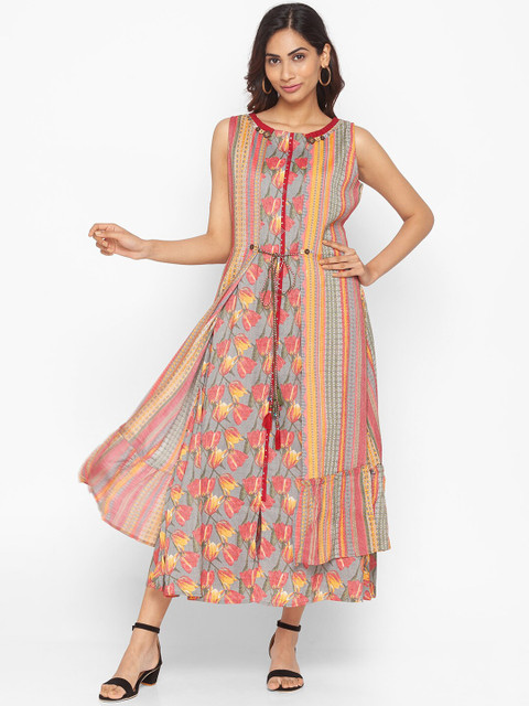 

ZOLA Women Multicoloured Ethnic Motifs Printed Layered Kurta, Multi