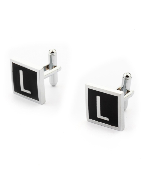 

The Tie Hub Black & Silver-Toned Cufflink