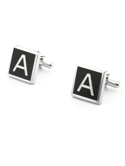 

The Tie Hub Silver-Toned & Black Cufflink