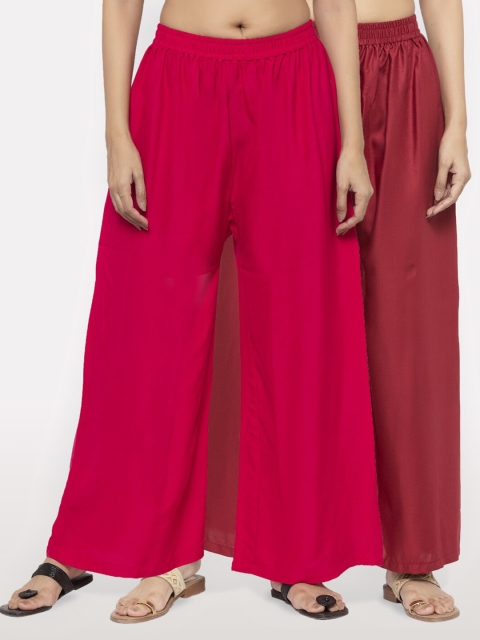 

NEUDIS Women Pack of 2 Magenta & Maroon Ethnic Palazzos
