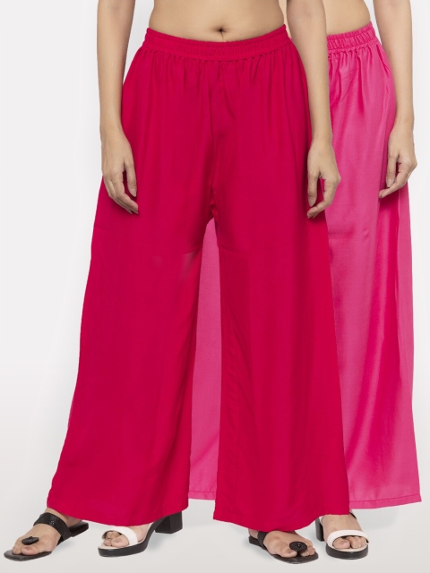 

NEUDIS Women Pack of 2 Magenta & Pink Ethnic Palazzos