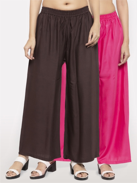 

NEUDIS Women Pack of 2 Brown & Pink Ethnic Palazzos