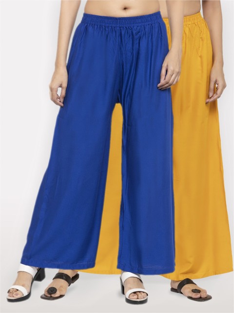 

NEUDIS Women Pack of 2 Blue & Yellow Ethnic Palazzos