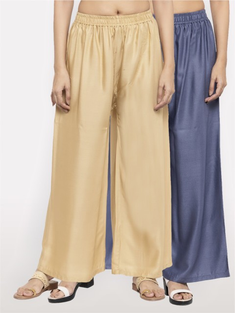 

NEUDIS Women Pack of 2 Beige & Grey Ethnic Palazzos