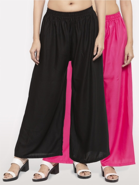 

NEUDIS Women Pack of 2 Black & Pink Ethnic Palazzos