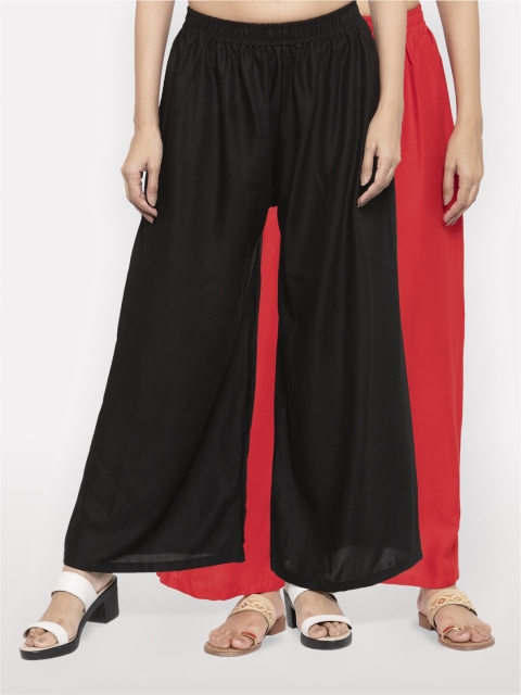 

NEUDIS Women Pack of 2 Black & Red Ethnic Palazzos
