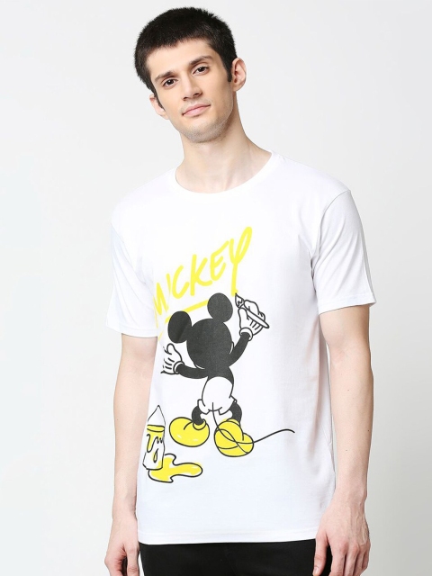 

Bewakoof Men White Mickey Mouse Printed Cotton T-shirt