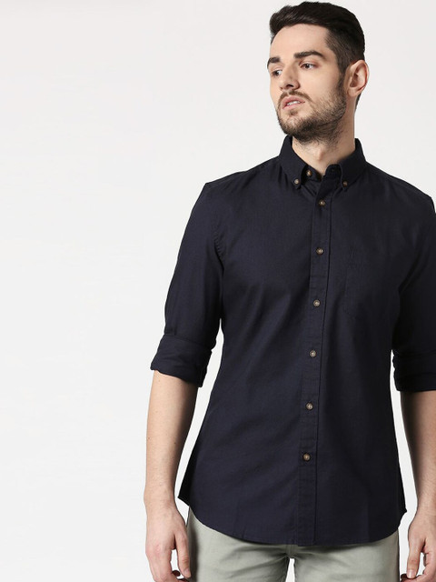 

Bewakoof Men Navy Blue Slim Fit Opaque Casual Shirt