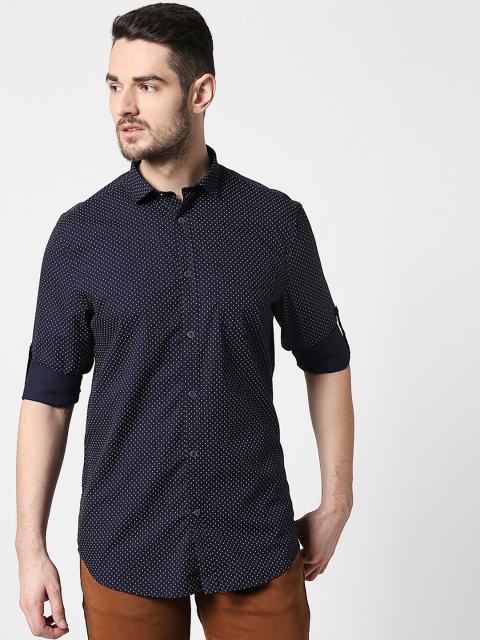 

Bewakoof Men Blue Slim Fit Opaque Printed Casual Shirt