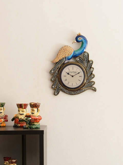 

ecraftIndia White Dial Wooden 44.45 cm x 30.48 cm Handcrafted Wall Clock