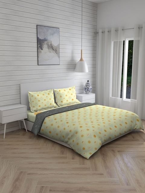 

Layers Yellow & Orange 150 TC Cotton King Bedsheet with 2 Pillow Covers & Comforter