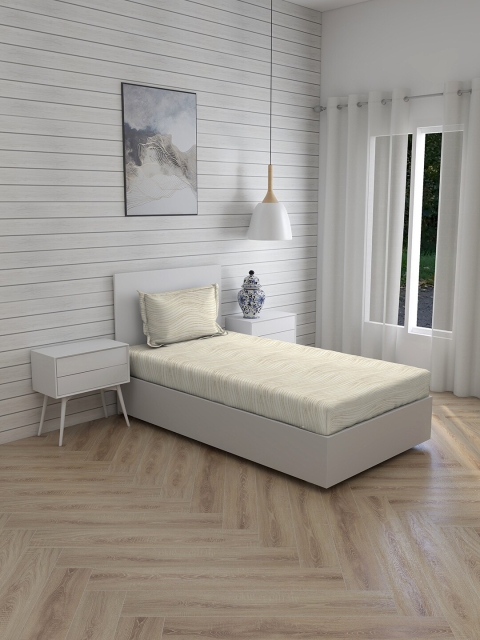 

Layers Beige & White Striped 150 TC Cotton Single Bedsheet with 1 Pillow Cover