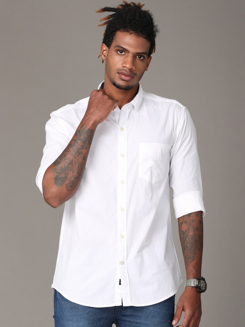 

FOGA Men White Opaque Casual Shirt