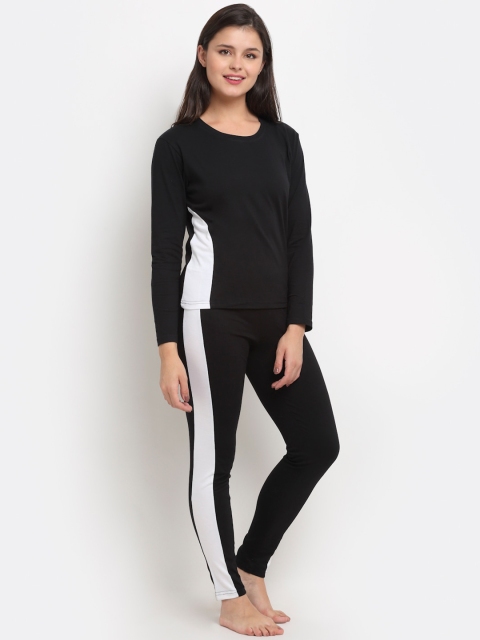 

Boston Club Women Black & White Colourblocked Pure Cotton Night suit