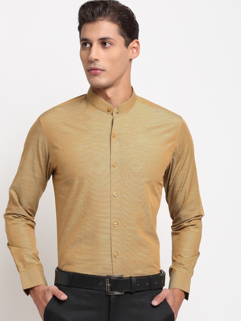 

FINNOY Men Brown Slim Fit Opaque Self Design Party Shirt