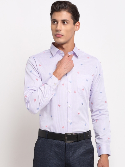 

FINNOY Men Mauve Slim Fit Striped Formal Shirt