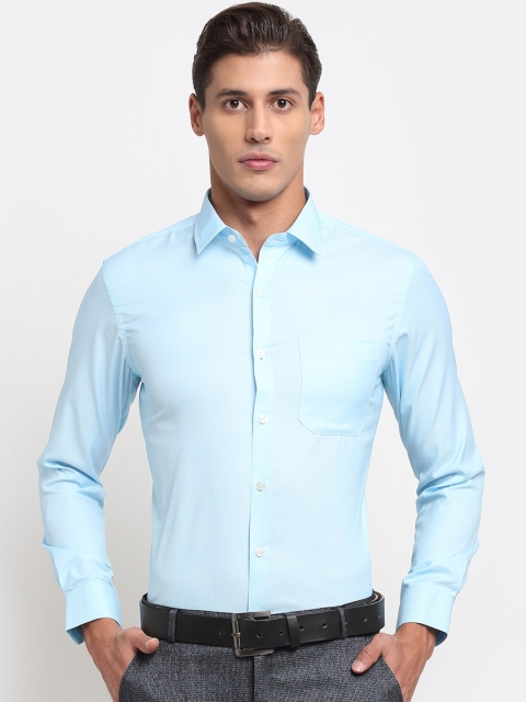 

FINNOY Men Blue Opaque Cotton Formal Shirt
