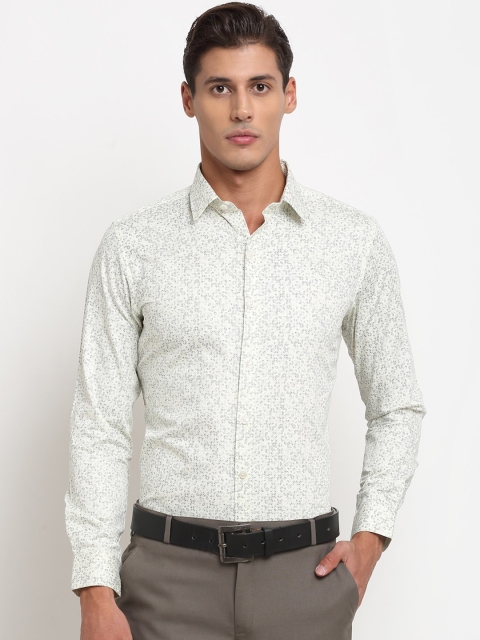 

FINNOY Men White Slim Fit Floral Opaque Printed Formal Shirt
