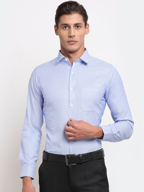 

FINNOY Men Blue Textured Opaque Formal Shirt